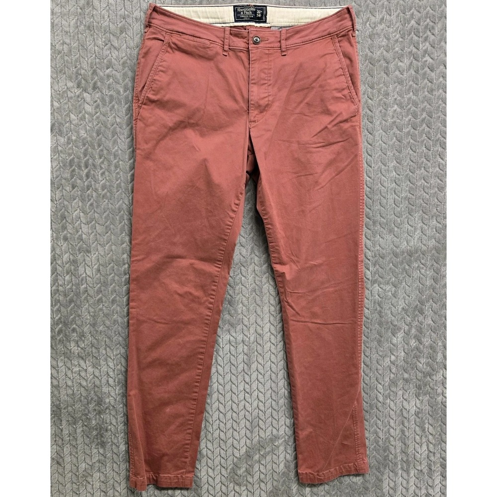 Abercrombie Fitch Pants Mens 32x33* Chino Langdon Slim Stretch Vintage Red